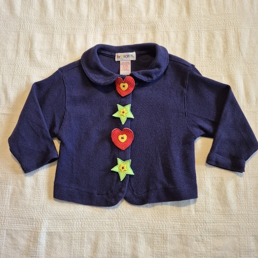 Gymboree girls size x small or 9-18 months blue rainbow label sweater GUC
